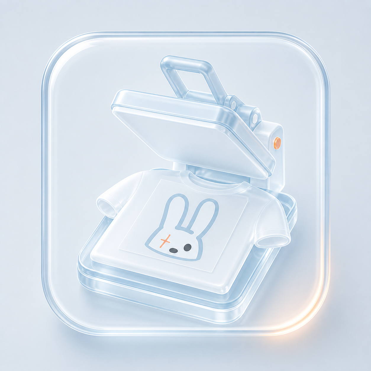 Frosted 3D heat press icon with the Tofu bunny mark